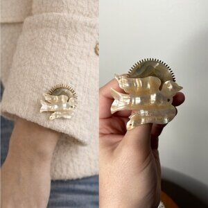 Vintage Mother of Pearl Flying Bird Sunburst Brooch